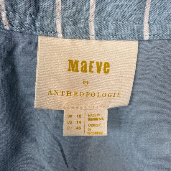 Anthropologie Maeve Linen Blend Stripe Floral Claudette Midi Skirt Size Size 14 - Picture 12 of 14